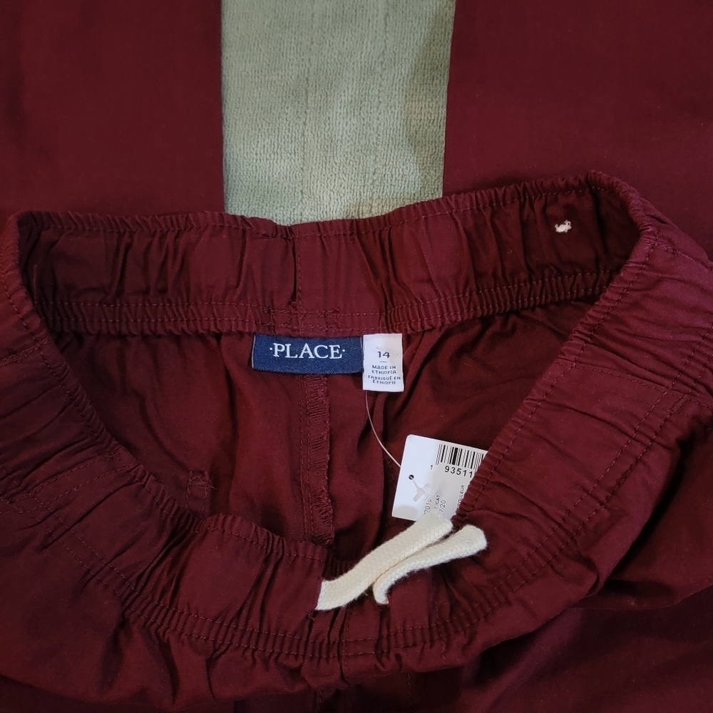 The Children's Place Boys Woven Maroon Joggers Size 14 - Picture 9 of 9